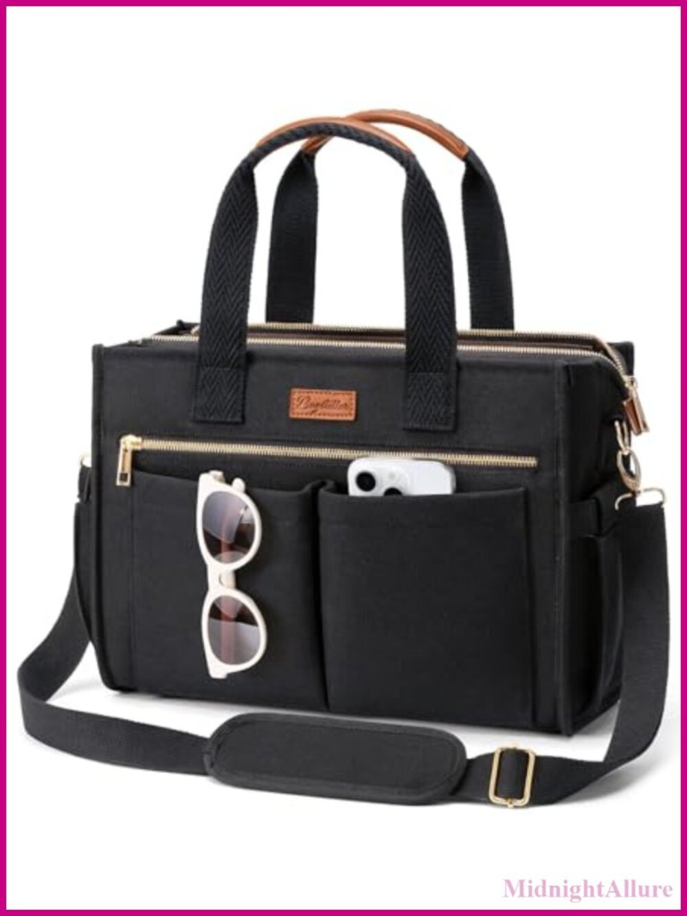 Canvas Tote Bag Women 15 Pockets Laptop Work Crossbody Nurse Teacher Bag